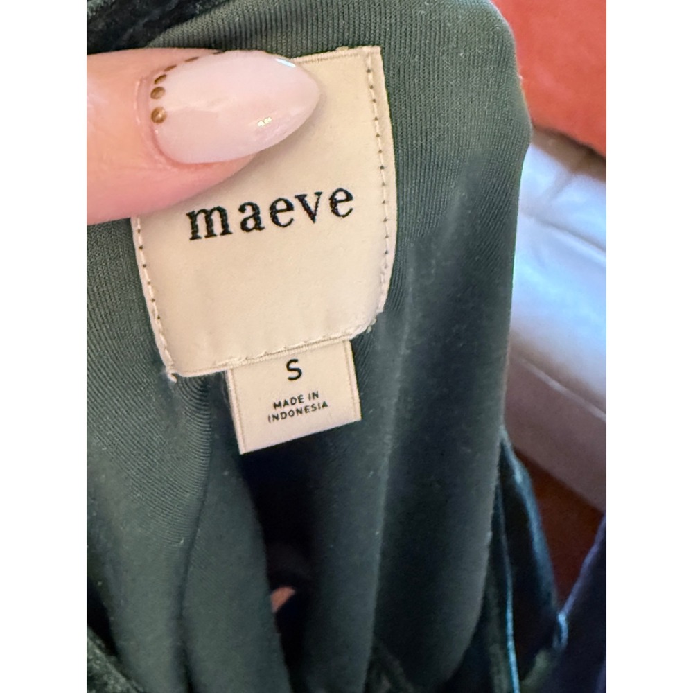 Maeve Anthropologie Green Velvet Puff Sleeve Tie Front Peplum Top Small - Picture 4 of 4